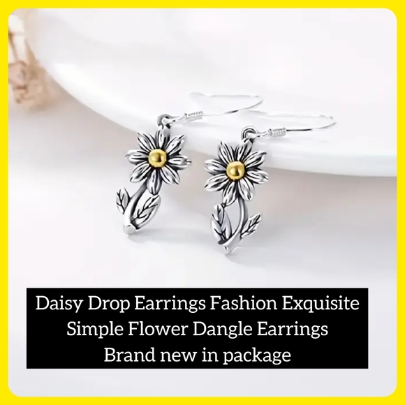 5/25 Silver daisy Drop Earrings Exquisite Simple Flower Dangle Earrings new - Picture 1 of 6